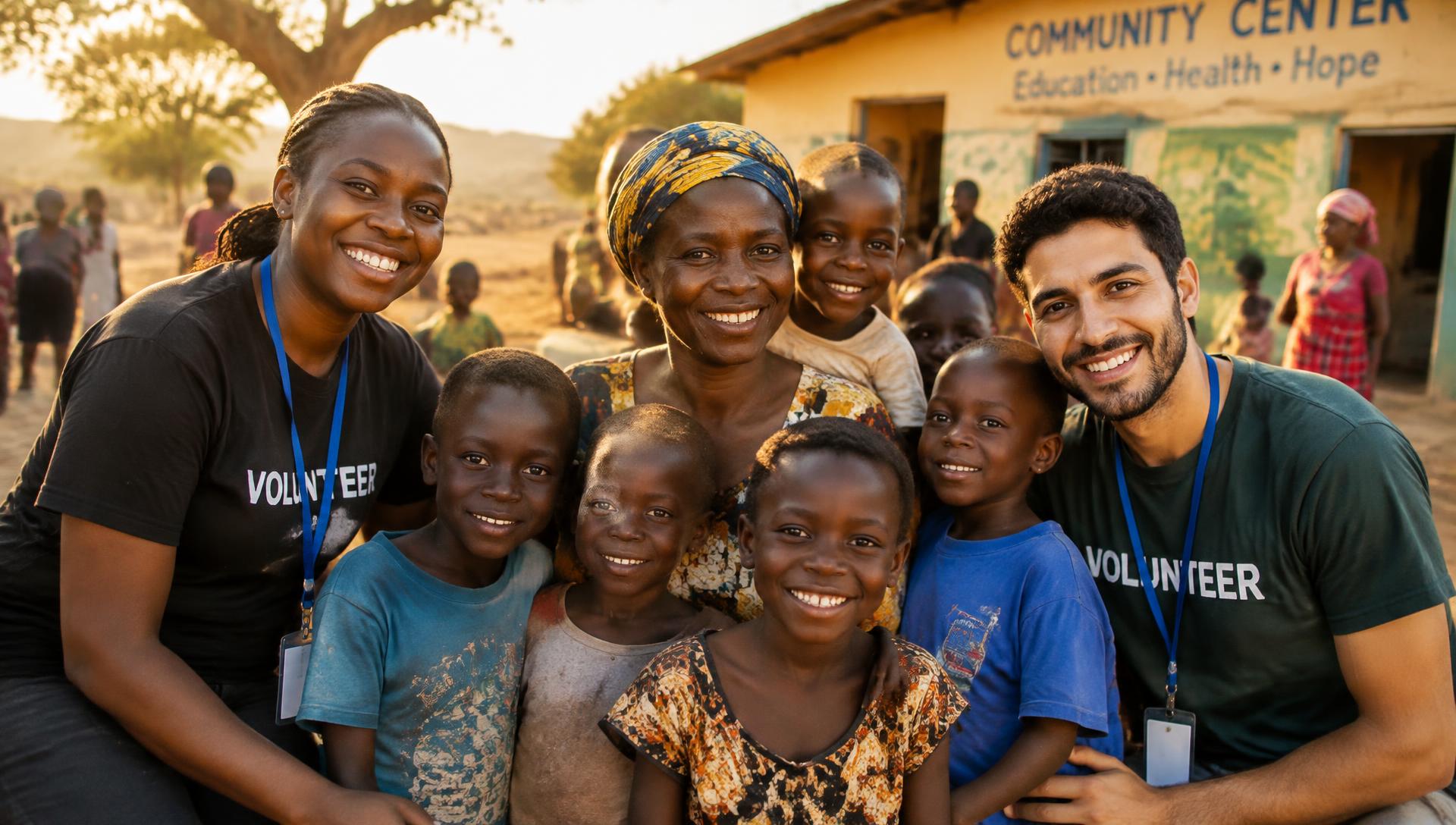 Volunteers and children at a Juliet Patrick Outreach Foundation community center